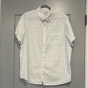 Kirrin Finch Short Sleeve Dress Shirt - Blue Geometric